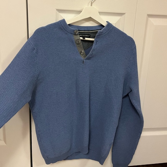 Men’s waffle knit crew neck button sweater - Picture 2 of 5